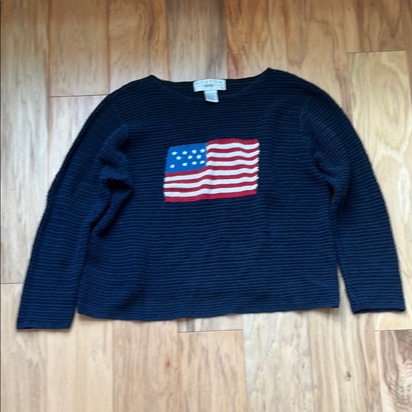 Norton McNaughton Sweaters - Ralph Lauren Copy Cat Red White & Blue Crewneck Knot Sweater| American Flag USA